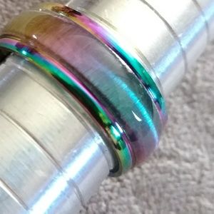 3/$50 Rainbow catseye glass ring titanium
